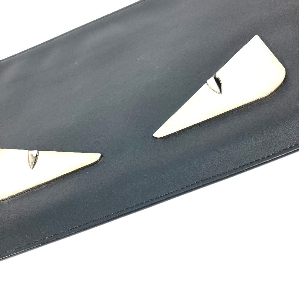 FENDI 7N0078 Monster Bugs Pouch/Clutch Bag in Black Leather for Men