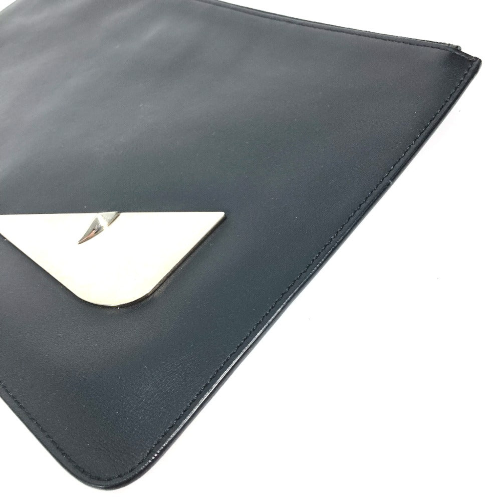 FENDI 7N0078 Monster Bugs Pouch/Clutch Bag in Black Leather for Men