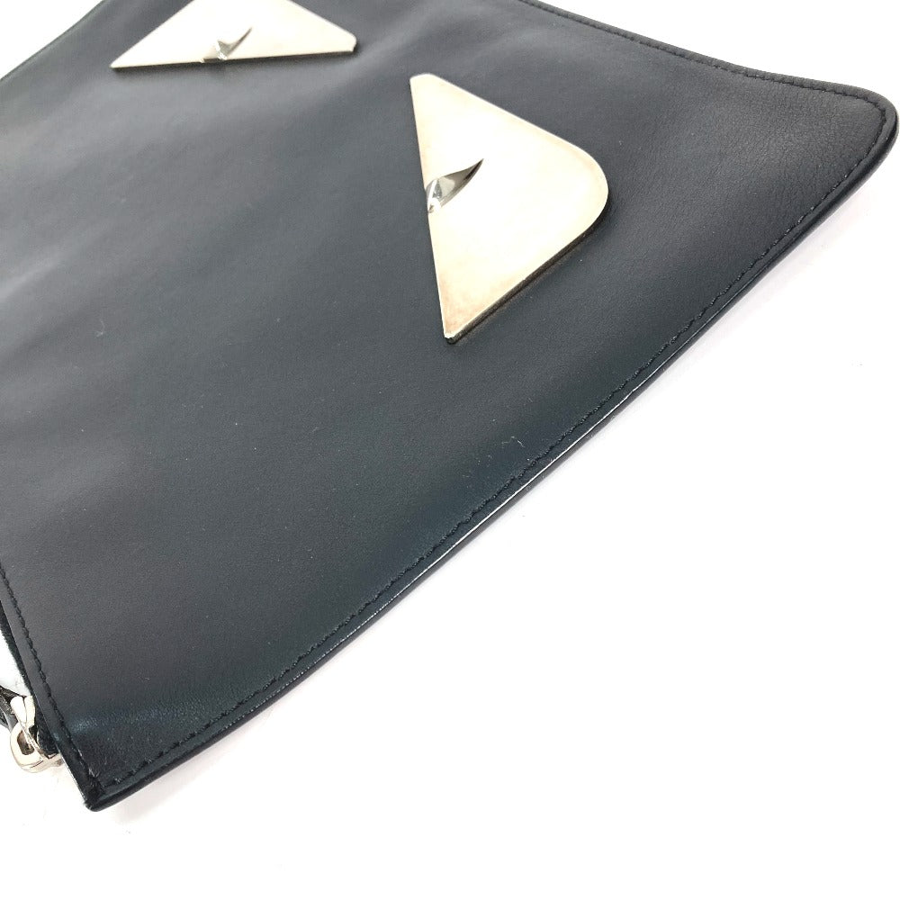FENDI 7N0078 Monster Bugs Pouch/Clutch Bag in Black Leather for Men