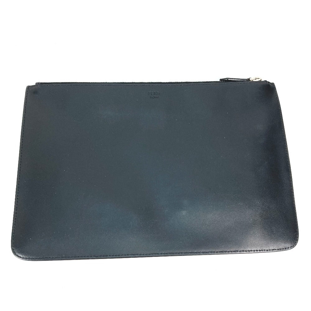 FENDI 7N0078 Monster Bugs Pouch/Clutch Bag in Black Leather for Men