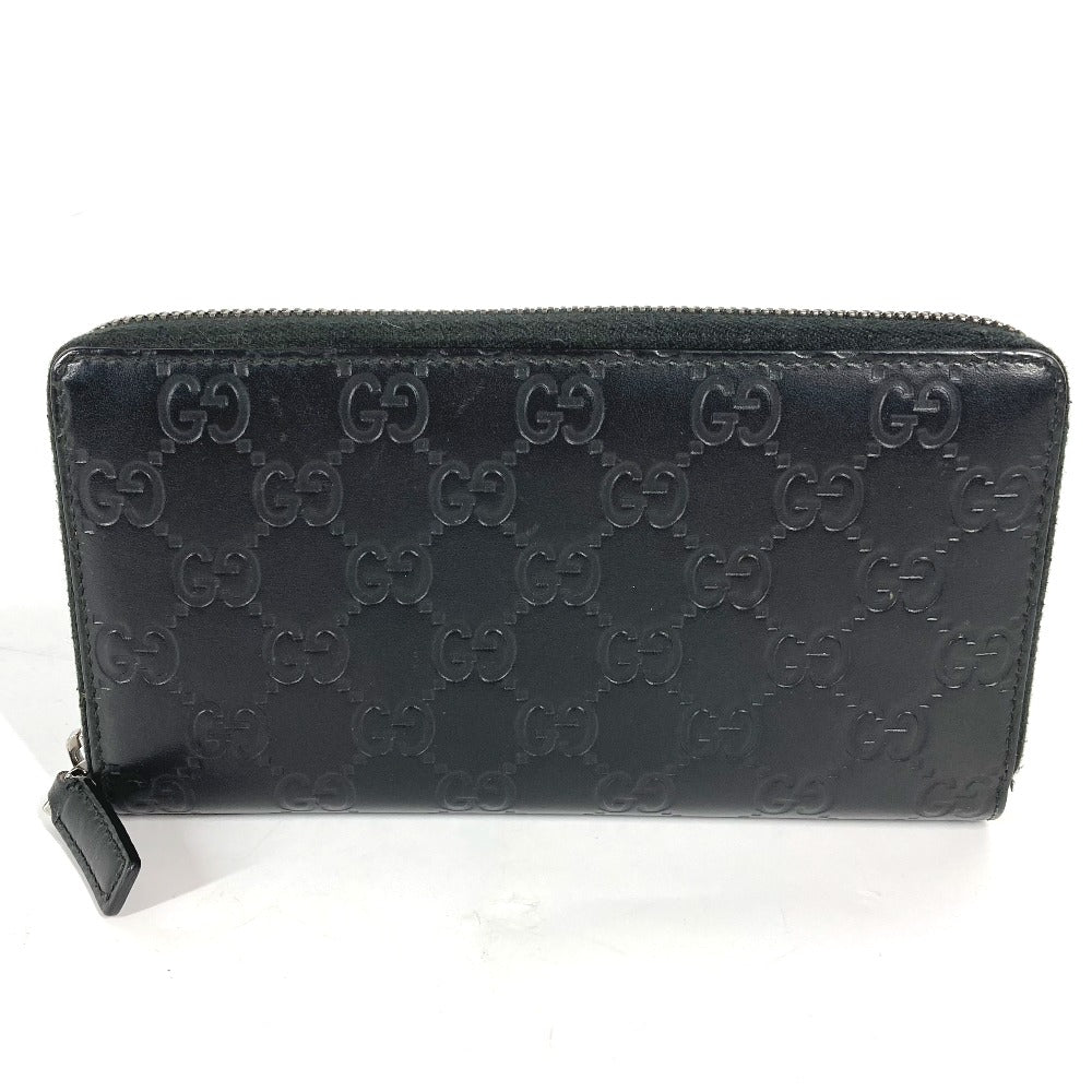 GUCCI 307987 グッチシマ GG ロングウォレット ラウンドファスナー 長財布 シマレザー レディース ブラック