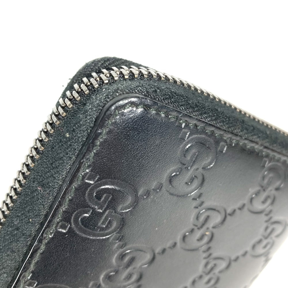 GUCCI 307987 グッチシマ GG ロングウォレット ラウンドファスナー 長財布 シマレザー レディース ブラック