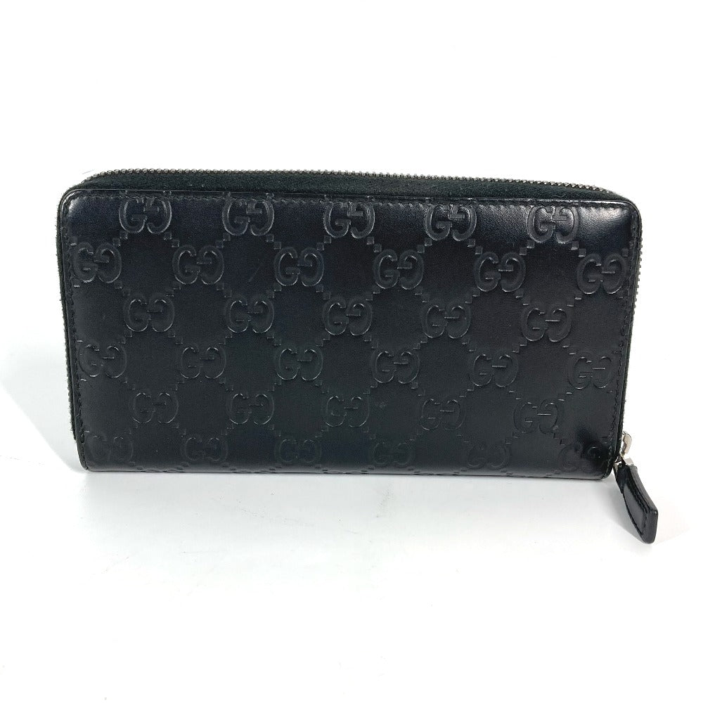 GUCCI 307987 グッチシマ GG ロングウォレット ラウンドファスナー 長財布 シマレザー レディース ブラック