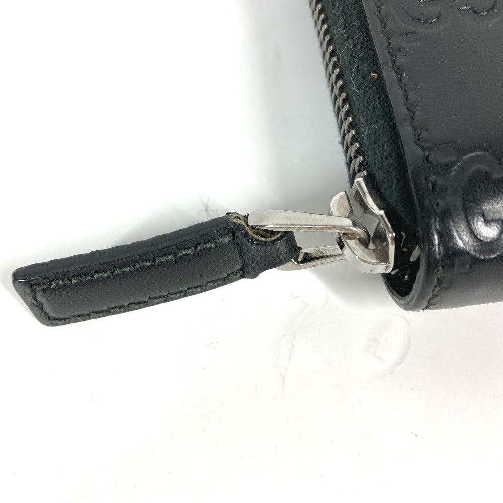 GUCCI 307987 グッチシマ GG ロングウォレット ラウンドファスナー 長財布 シマレザー レディース ブラック