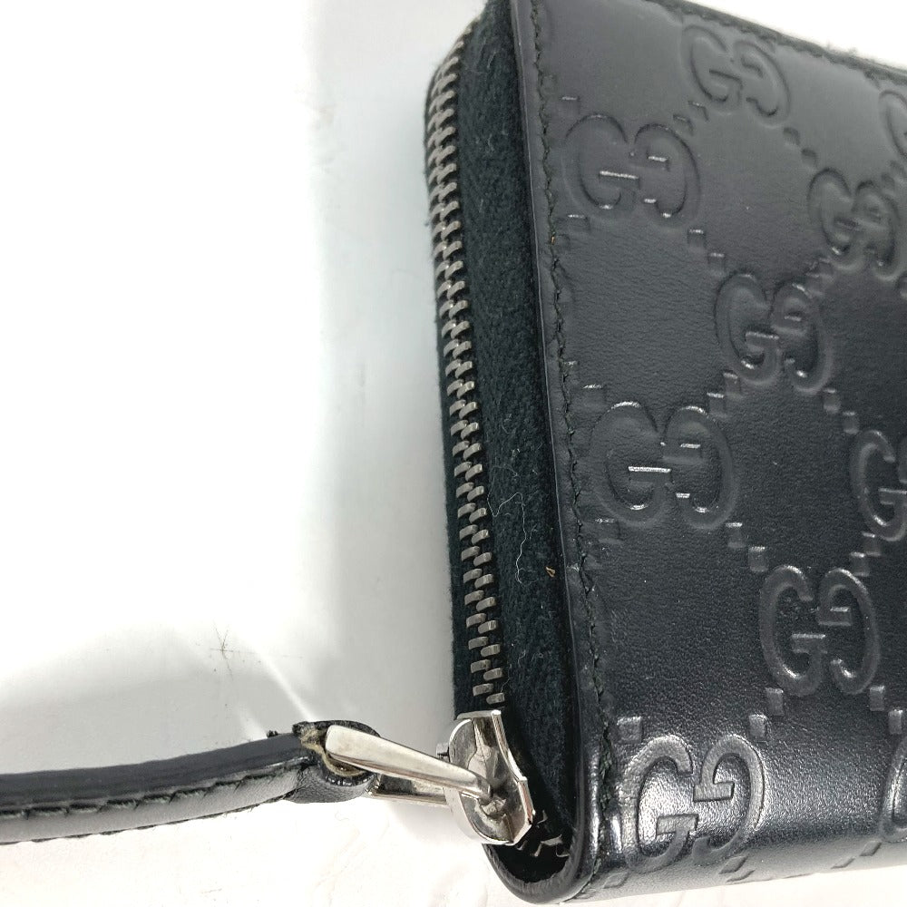GUCCI 307987 グッチシマ GG ロングウォレット ラウンドファスナー 長財布 シマレザー レディース ブラック