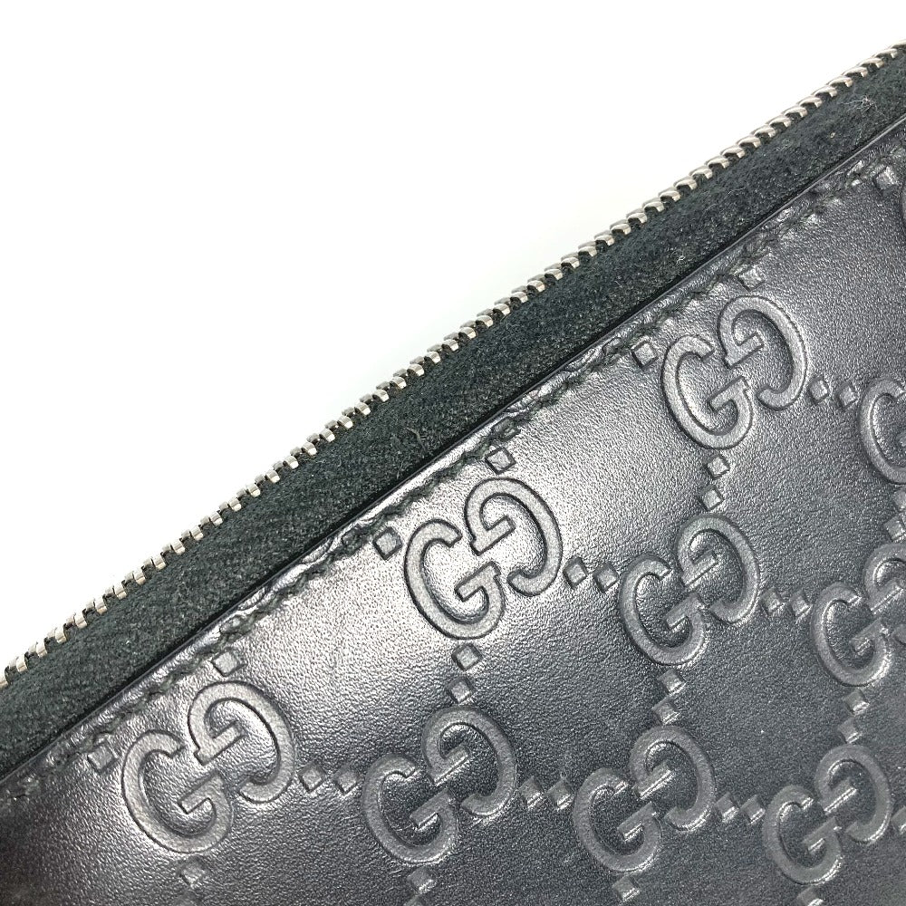 GUCCI 307987 グッチシマ GG ロングウォレット ラウンドファスナー 長財布 シマレザー レディース ブラック