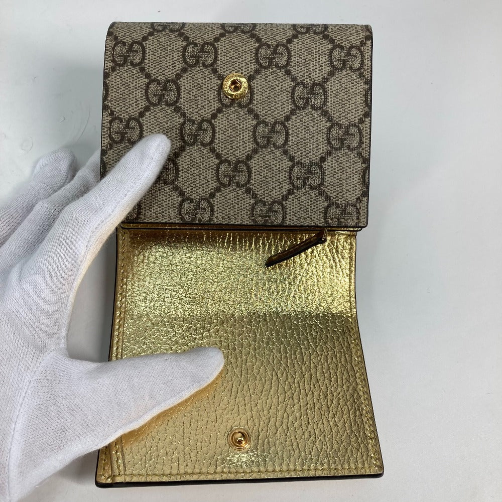 GUCCI 598587 コンパクトウォレット GGマーモント 2つ折り財布 レザー レディース ゴールド