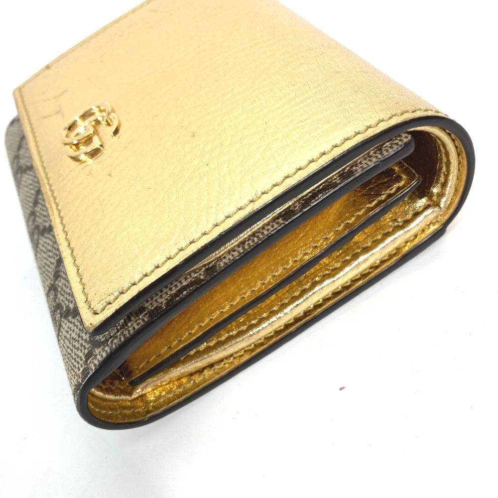 GUCCI 598587 コンパクトウォレット GGマーモント 2つ折り財布 レザー レディース ゴールド