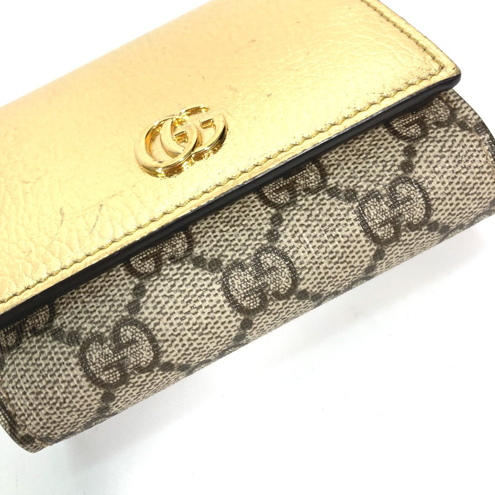 GUCCI 598587 コンパクトウォレット GGマーモント 2つ折り財布 レザー レディース ゴールド