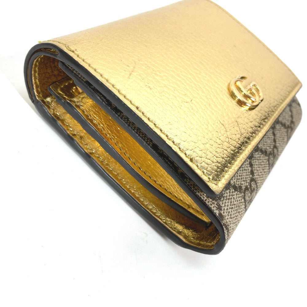GUCCI 598587 コンパクトウォレット GGマーモント 2つ折り財布 レザー レディース ゴールド