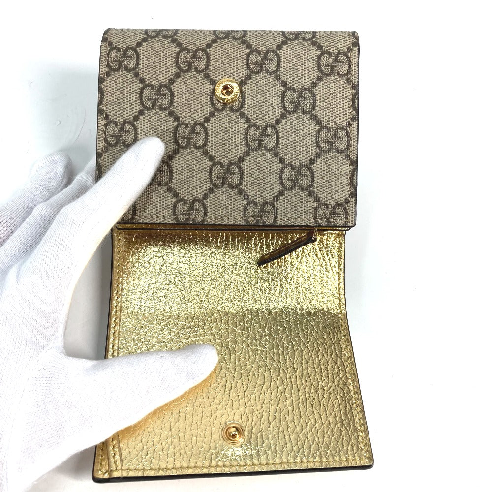 GUCCI 598587 コンパクトウォレット GGマーモント 2つ折り財布 レザー レディース ゴールド