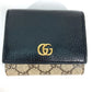 GUCCI 598587 GGスプリーム GGマーモント コンパクトウォレット 2つ折り財布 レザー/PVC レディース ベージュ