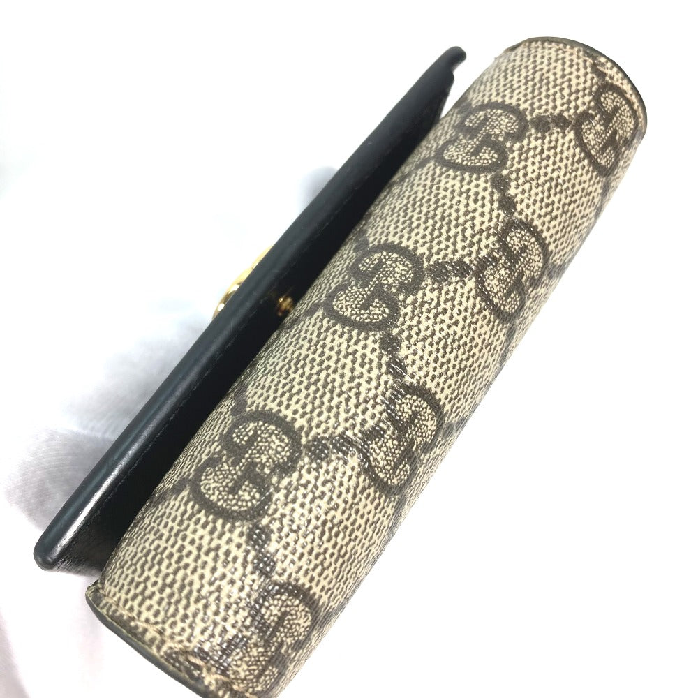 GUCCI 598587 GGスプリーム GGマーモント コンパクトウォレット 2つ折り財布 レザー/PVC レディース ベージュ