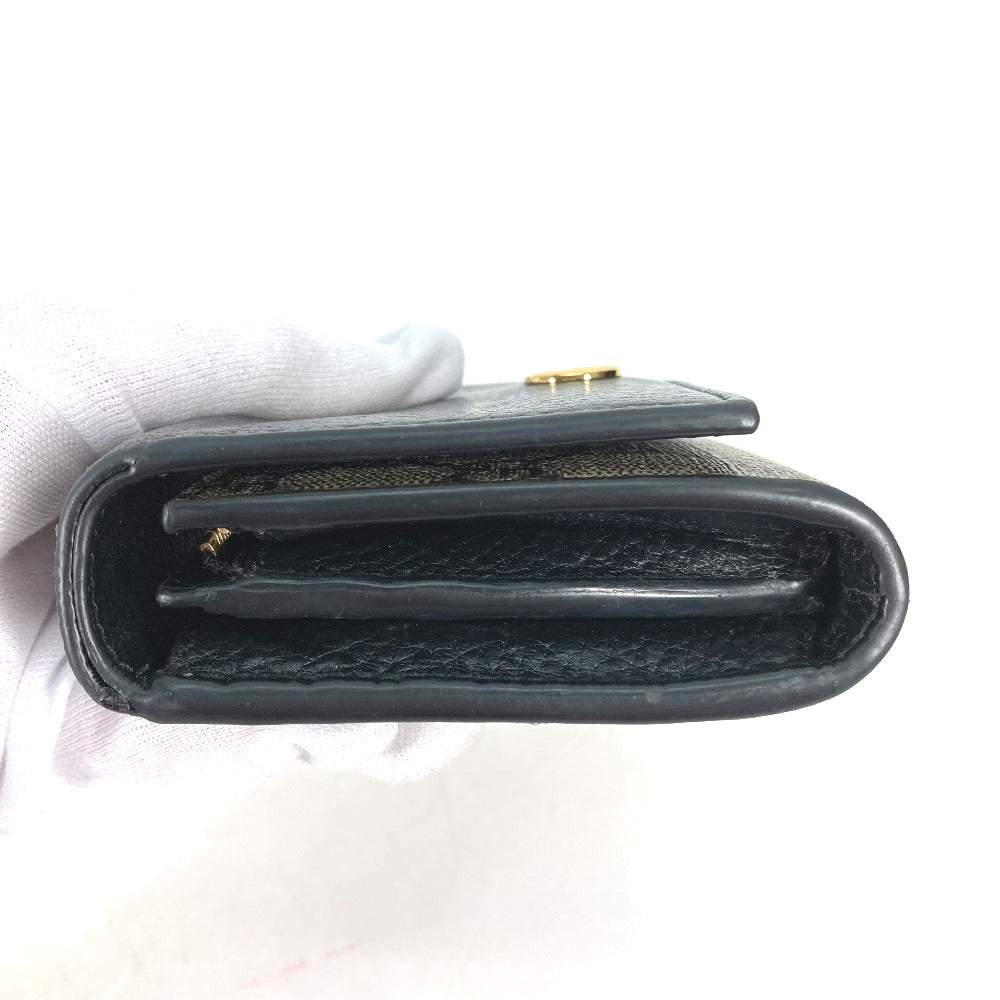 GUCCI 598587 GGスプリーム GGマーモント コンパクトウォレット 2つ折り財布 レザー/PVC レディース ベージュ