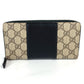 GUCCI 451249 GGスプリーム ロングウォレット ラウンドファスナー 長財布 PVC/レザー レディース ベージュ