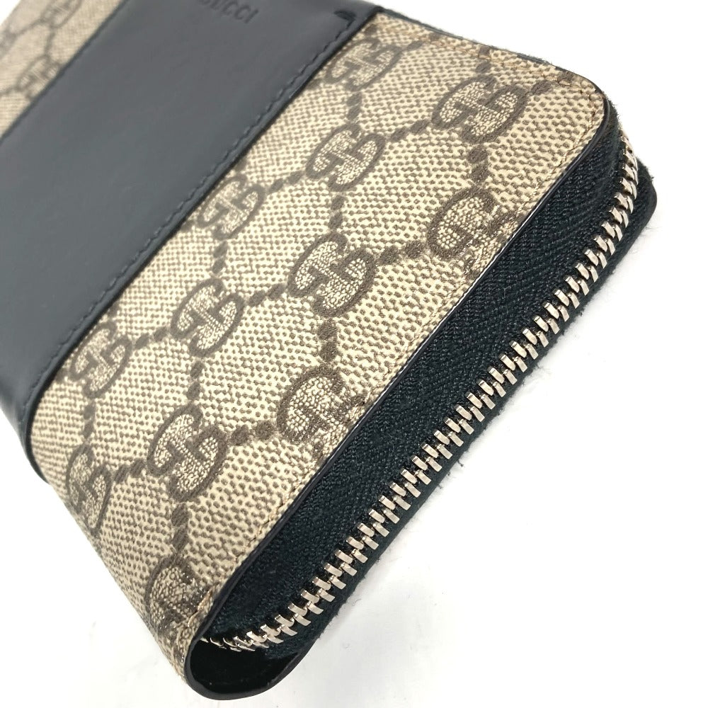 GUCCI 451249 GGスプリーム ロングウォレット ラウンドファスナー 長財布 PVC/レザー レディース ベージュ