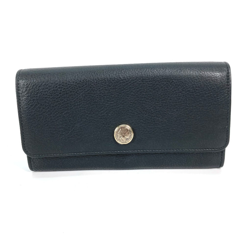 BVLGARI 35963 ロングウォレット MONETE モネーテ フラップ 長財布 レザー レディース ブラック