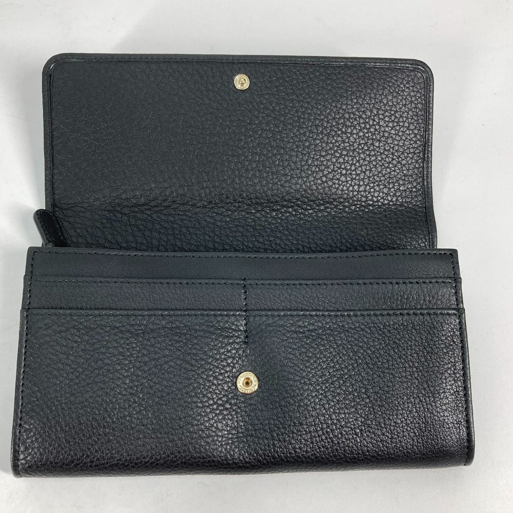 BVLGARI 35963 ロングウォレット MONETE モネーテ フラップ 長財布 レザー レディース ブラック