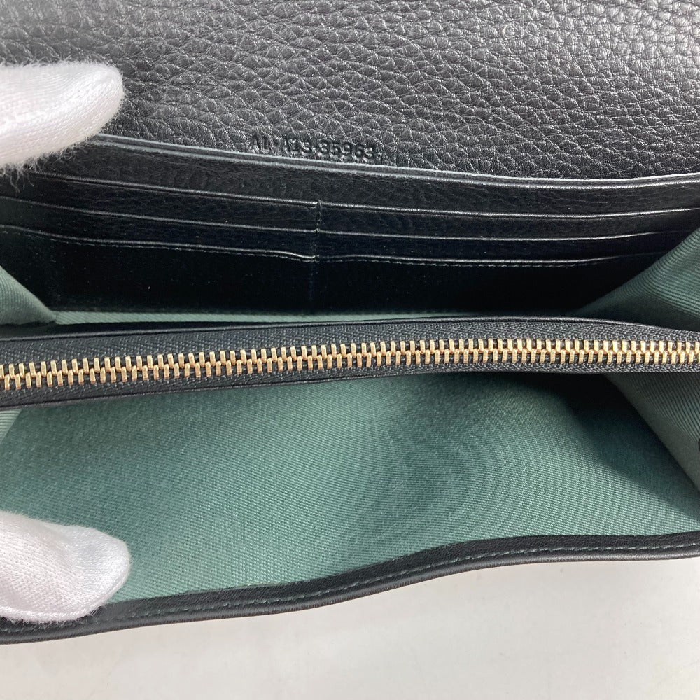BVLGARI 35963 ロングウォレット MONETE モネーテ フラップ 長財布 レザー レディース ブラック