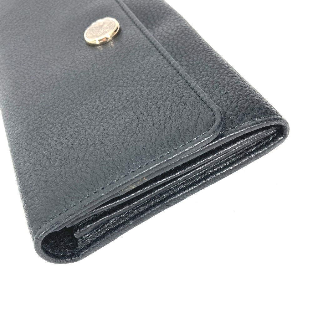 BVLGARI 35963 ロングウォレット MONETE モネーテ フラップ 長財布 レザー レディース ブラック