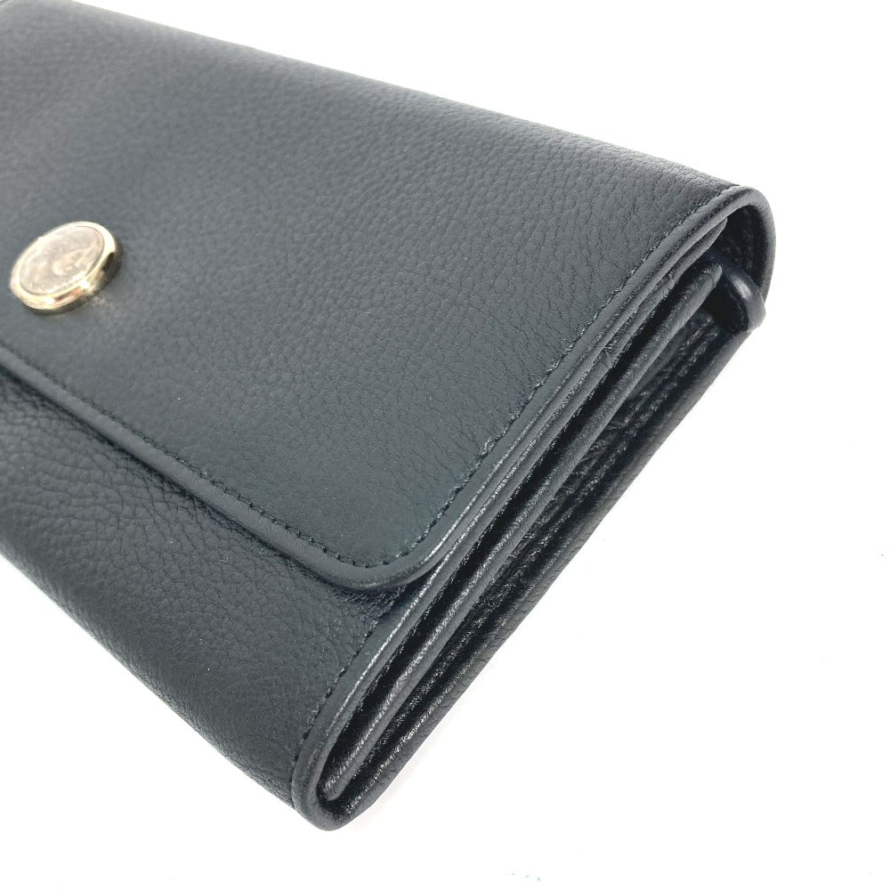BVLGARI 35963 ロングウォレット MONETE モネーテ フラップ 長財布 レザー レディース ブラック