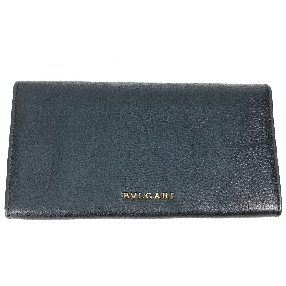 BVLGARI 35963 ロングウォレット MONETE モネーテ フラップ 長財布 レザー レディース ブラック