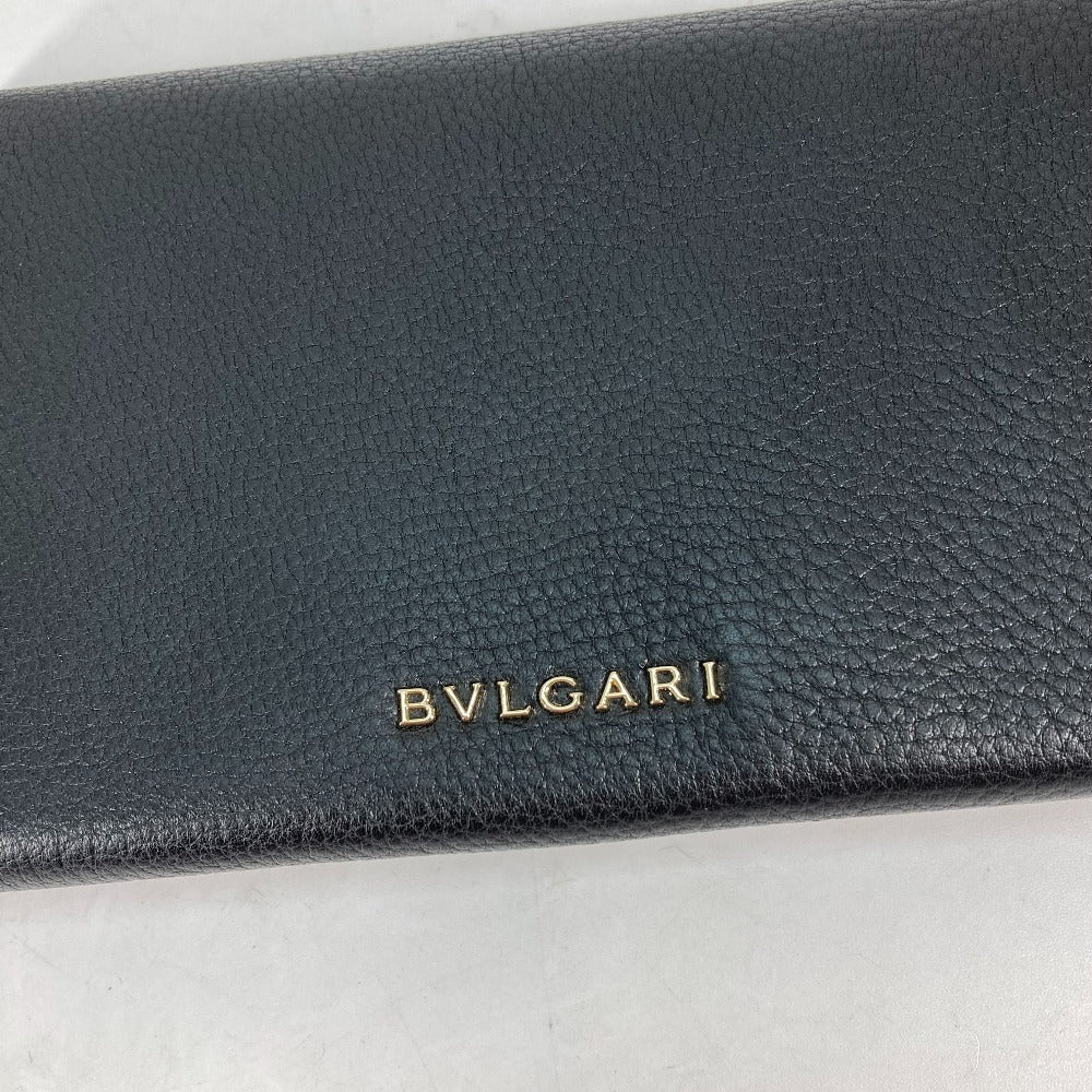 BVLGARI 35963 ロングウォレット MONETE モネーテ フラップ 長財布 レザー レディース ブラック
