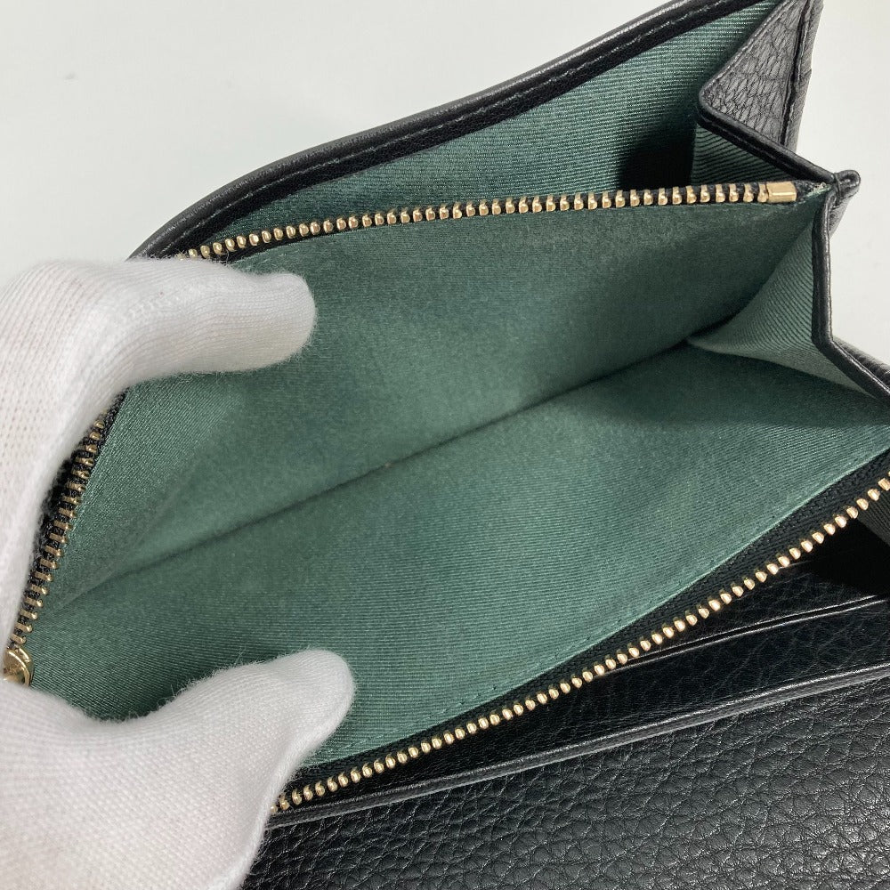 BVLGARI 35963 ロングウォレット MONETE モネーテ フラップ 長財布 レザー レディース ブラック