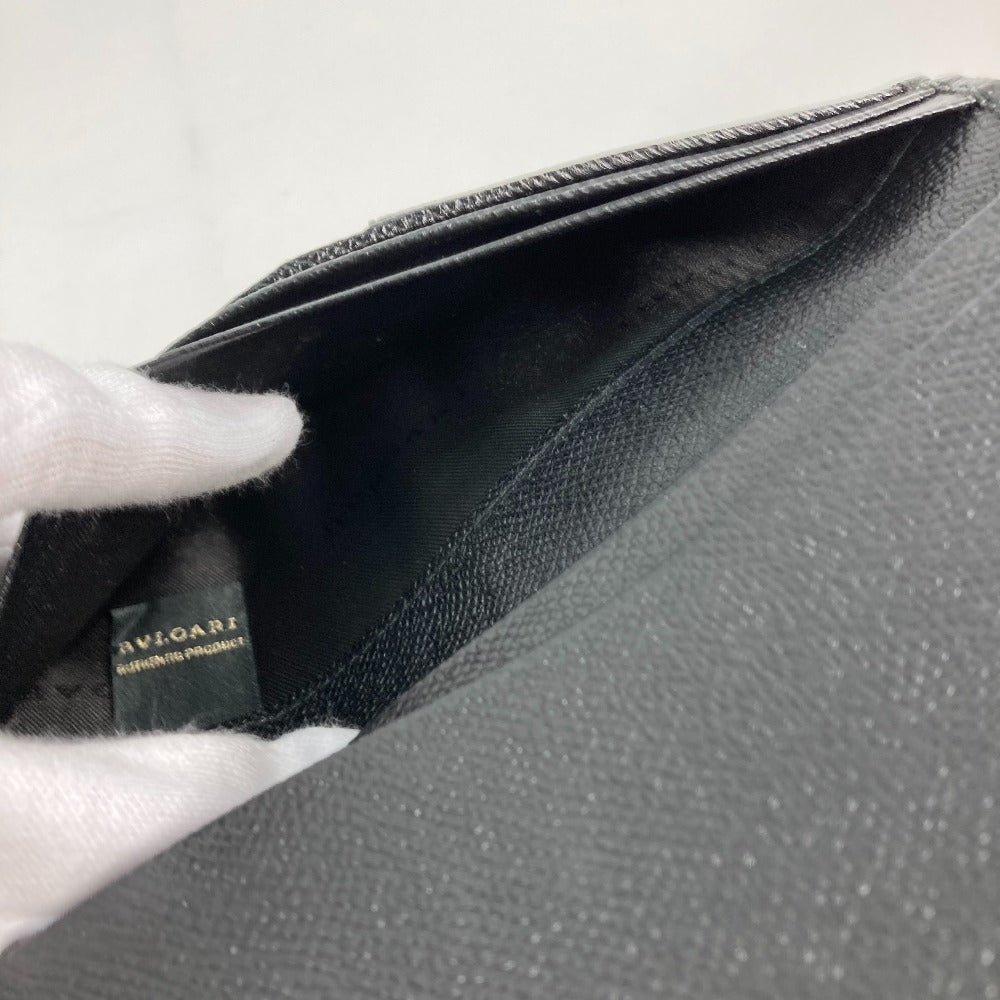 BVLGARI ロングウォレット ロゴ 2つ折り 長財布 レザー メンズ ブラック