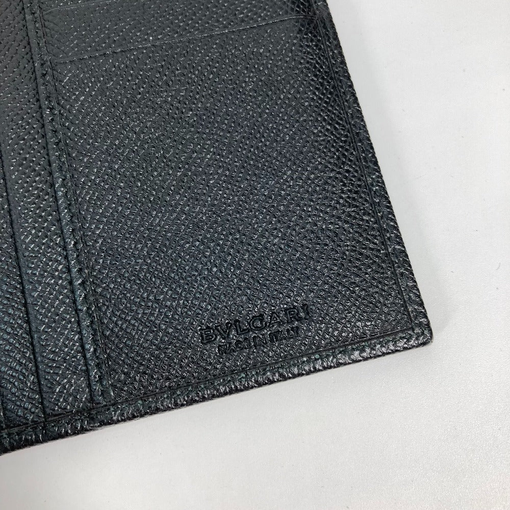 BVLGARI ロングウォレット ロゴ 2つ折り 長財布 レザー メンズ ブラック