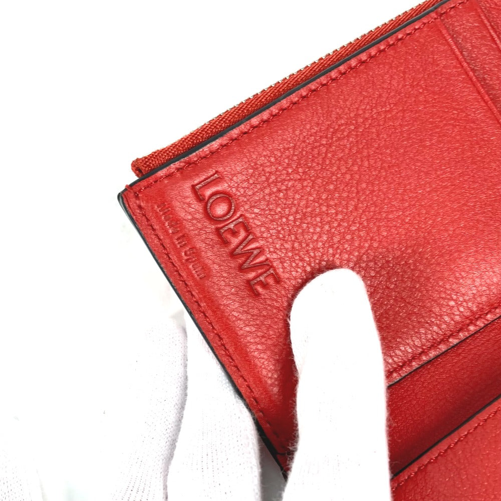 LOEWE バイカラー アナグラム スモール バーティカルウォレット コンパクトウォレット 3つ折り財布 レザー レディース ピンク