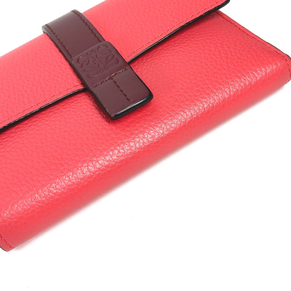 LOEWE バイカラー アナグラム スモール バーティカルウォレット コンパクトウォレット 3つ折り財布 レザー レディース ピンク