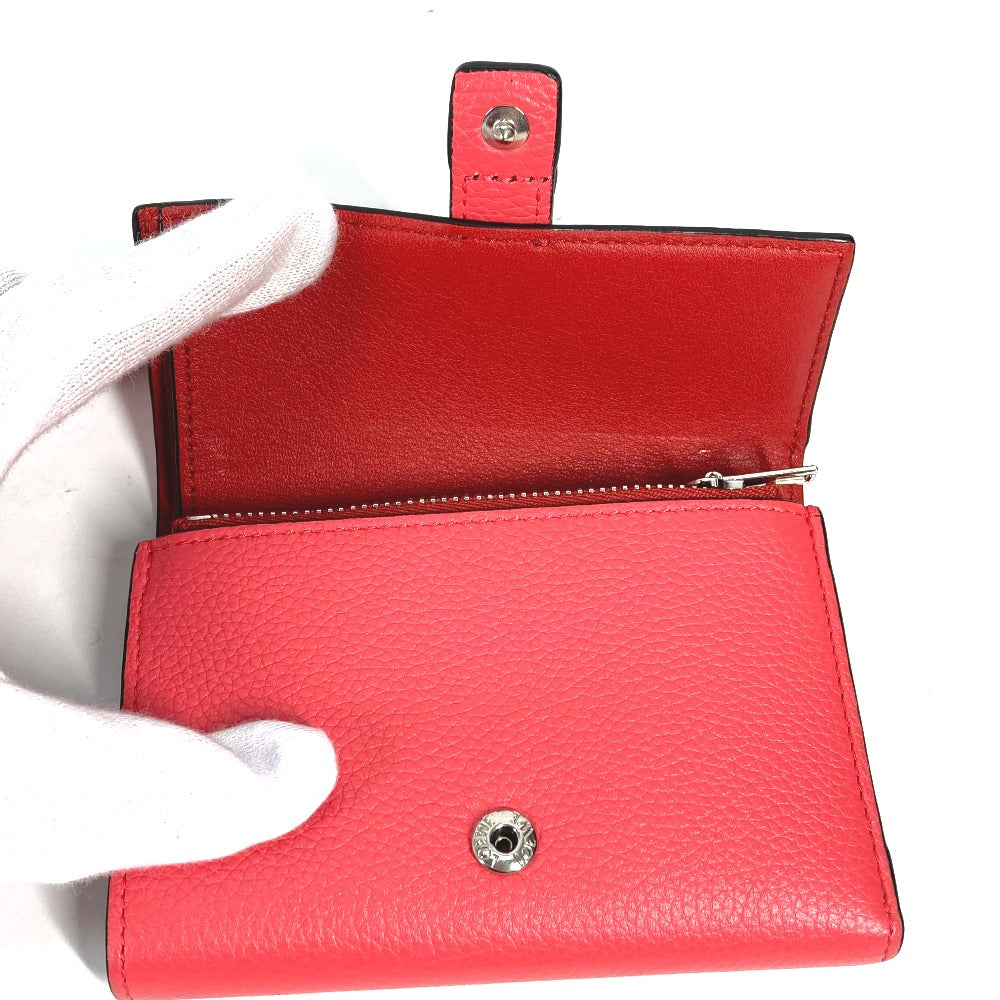 LOEWE バイカラー アナグラム スモール バーティカルウォレット コンパクトウォレット 3つ折り財布 レザー レディース ピンク