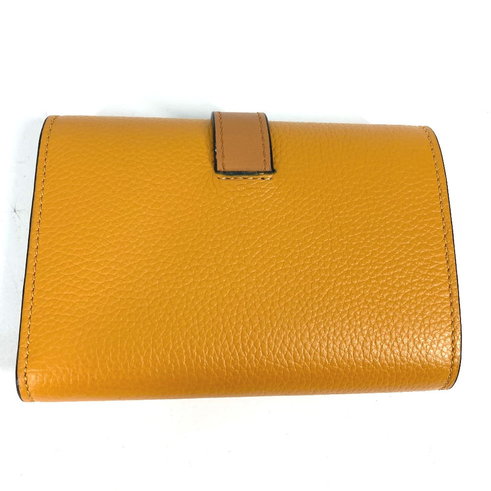LOEWE コンパクトウォレット アナグラム スモール バーティカルウォレット 3つ折り財布 レザー レディース イエロー