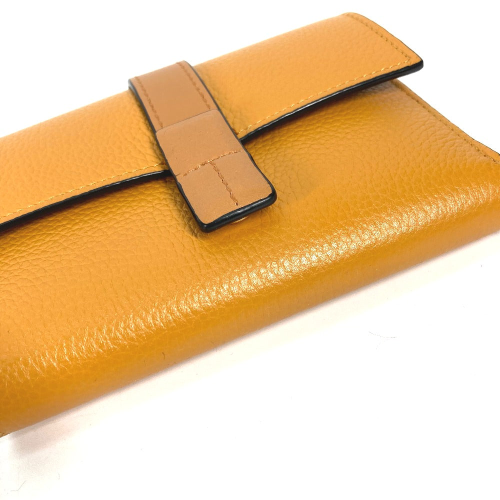 LOEWE コンパクトウォレット アナグラム スモール バーティカルウォレット 3つ折り財布 レザー レディース イエロー