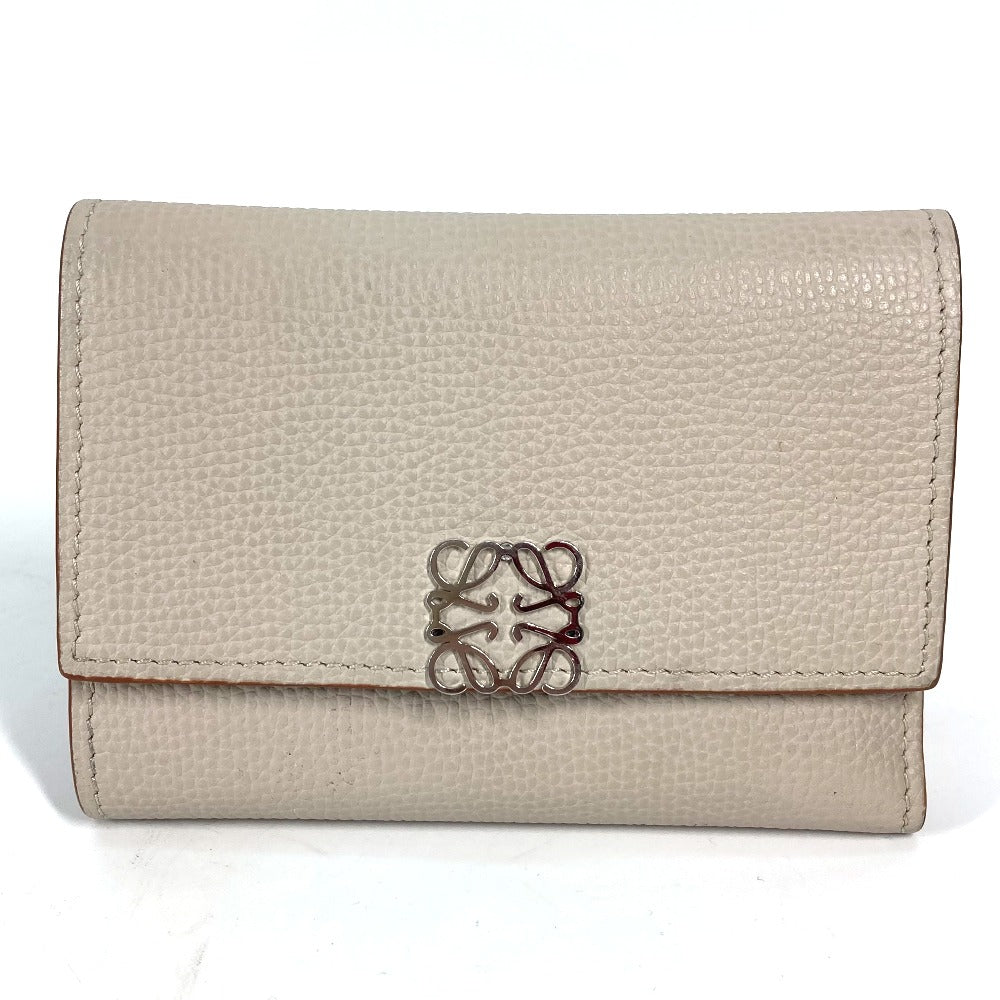 LOEWE C821S33X07 アナグラム バーティカル ウォレット スモール コンパクトウォレット 3つ折り財布 レザー レディース ライトゴースト ベージュ