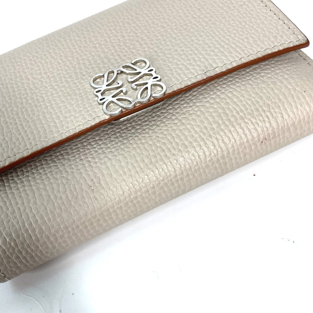LOEWE C821S33X07 アナグラム バーティカル ウォレット スモール コンパクトウォレット 3つ折り財布 レザー レディース ライトゴースト ベージュ