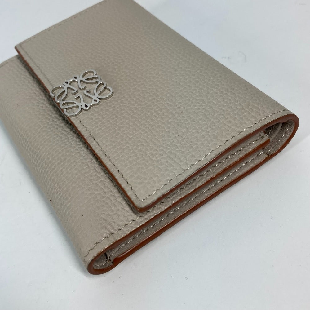 LOEWE C821S33X07 アナグラム バーティカル ウォレット スモール コンパクトウォレット 3つ折り財布 レザー レディース ライトゴースト ベージュ