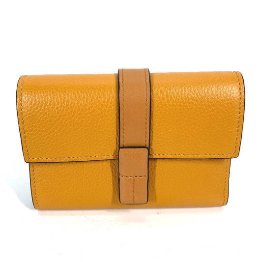 LOEWE C660Z41X01 Compact Wallet, Compact Zip Wallet, Bifold Wallet, Leather, Women's, Toffee/Tan Brown