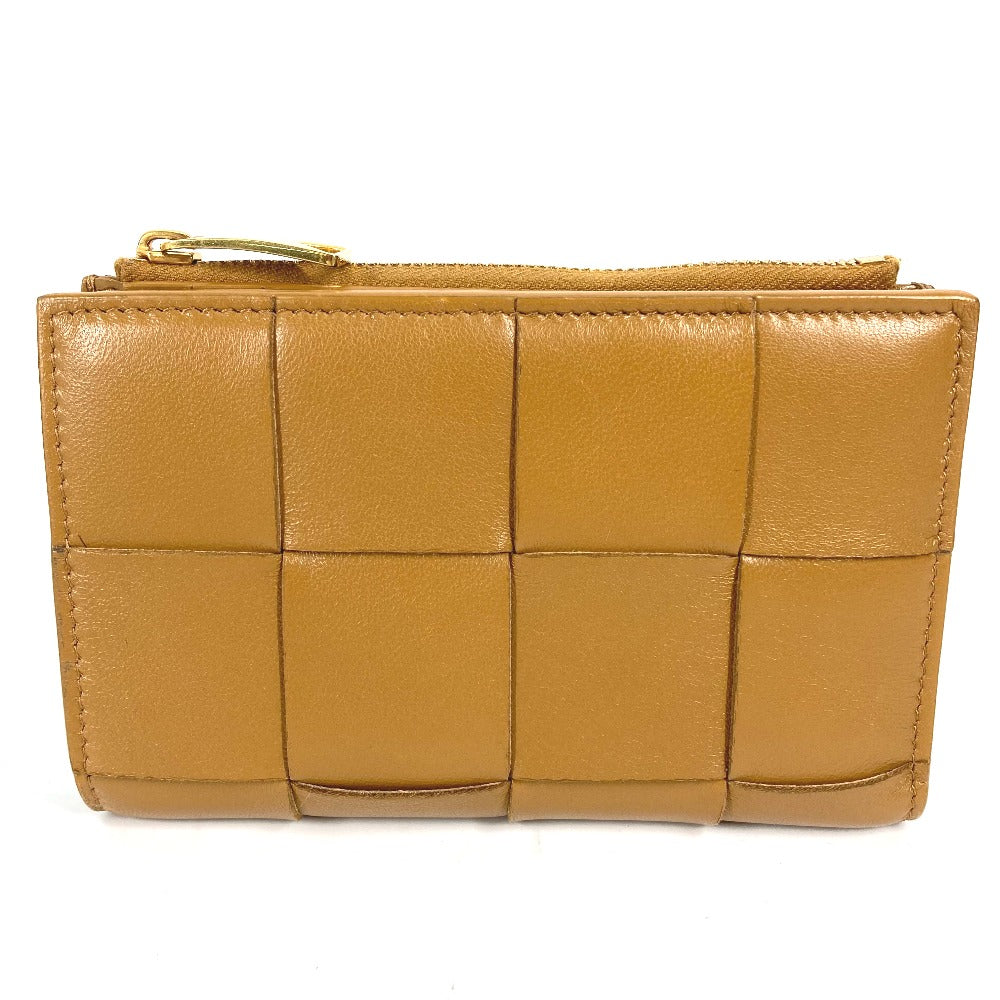 BOTTEGA VENETA 667130 コンパクトウォレット ミディアム カセット 二つ折りファスナーウォレット イントレチャート 2つ折り財布 レザー レディース ベージュ