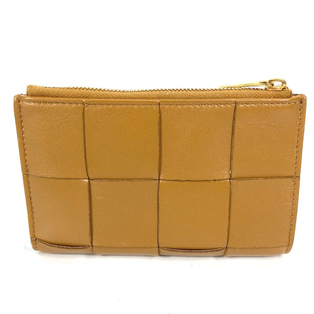 BOTTEGA VENETA 667130 コンパクトウォレット ミディアム カセット 二つ折りファスナーウォレット イントレチャート 2つ折り財布 レザー レディース ベージュ