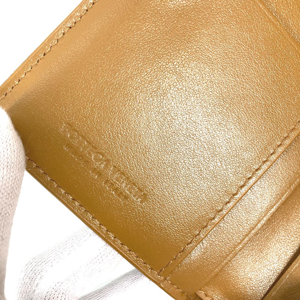 BOTTEGA VENETA 667130 コンパクトウォレット ミディアム カセット 二つ折りファスナーウォレット イントレチャート 2つ折り財布 レザー レディース ベージュ