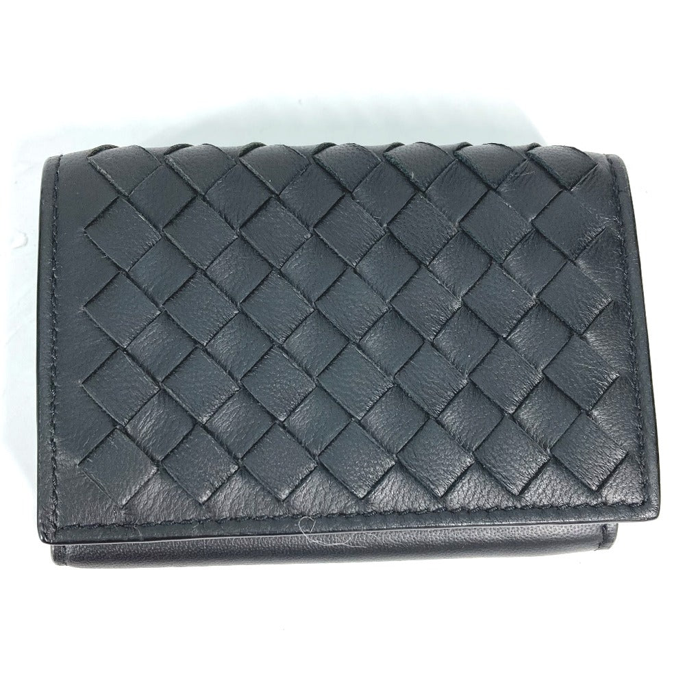 BOTTEGA VENETA 515385 イントレチャート コンパクトウォレット 3つ折り財布 レザー メンズ ブラック