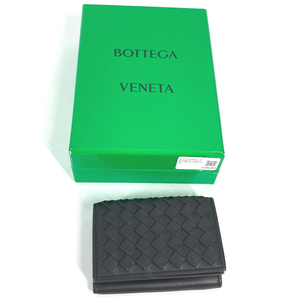 BOTTEGA VENETA 515385 イントレチャート コンパクトウォレット 3つ折り財布 レザー メンズ ブラック