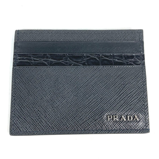 PRADA 2MC223 ロゴ 名刺入れ パスケース カードケース サフィアーノレザー メンズ ブラック