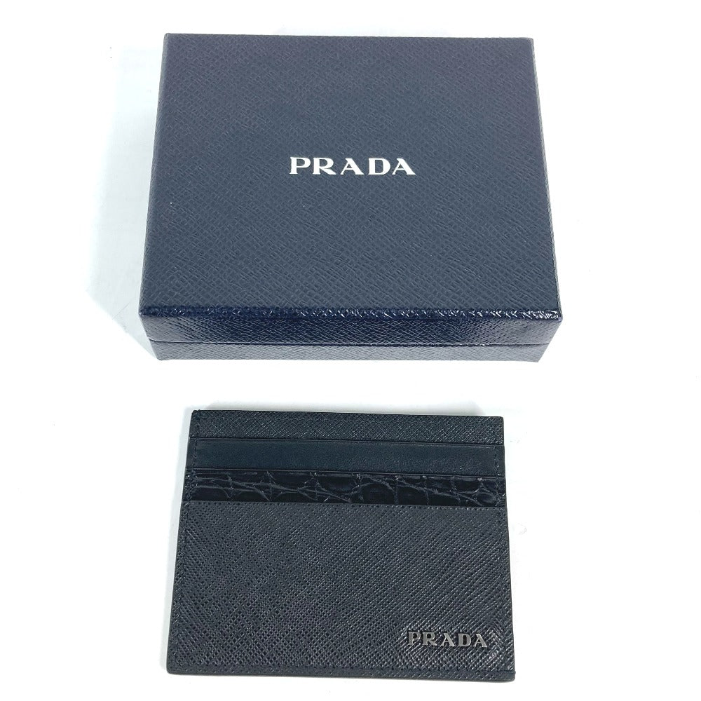 PRADA 2MC223 ロゴ 名刺入れ パスケース カードケース サフィアーノレザー メンズ ブラック