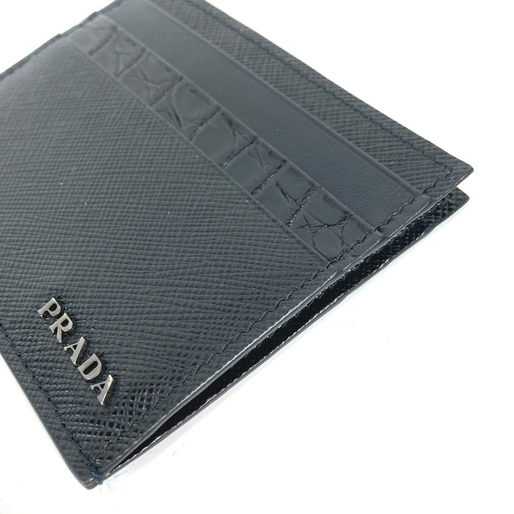 PRADA 2MC223 ロゴ 名刺入れ パスケース カードケース サフィアーノレザー メンズ ブラック