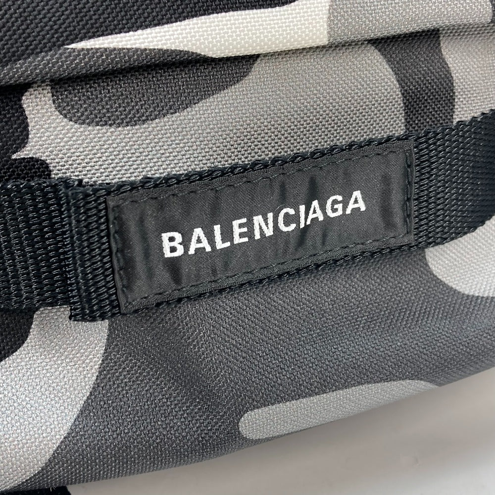 BALENCIAGA 6440312 カモフラ 迷彩 アーミー バックパック カバン ショルダーバッグ 2WAY リュックサック キャンバス メンズ グレー×ブラック