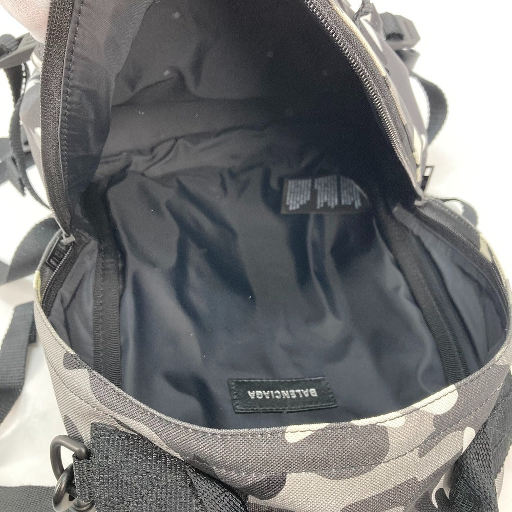 BALENCIAGA 6440312 カモフラ 迷彩 アーミー バックパック カバン ショルダーバッグ 2WAY リュックサック キャンバス メンズ グレー×ブラック