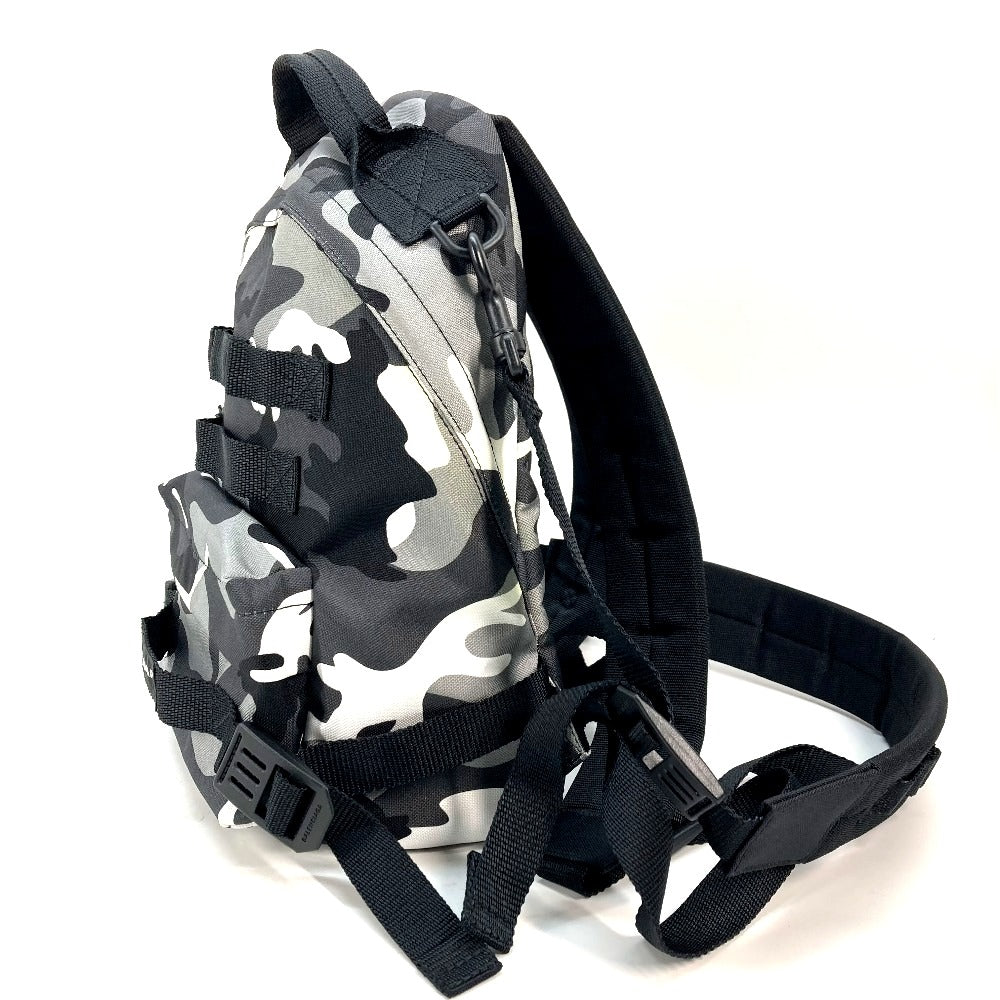 BALENCIAGA 6440312 カモフラ 迷彩 アーミー バックパック カバン ショルダーバッグ 2WAY リュックサック キャンバス メンズ グレー×ブラック